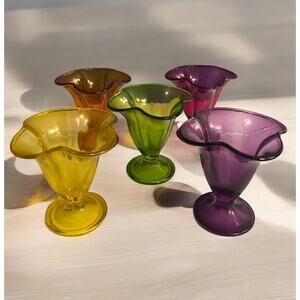 Set of 5 Rainbow Multicolor Parfait Ice Cream Sundae Dessert Glasses Cups Colors